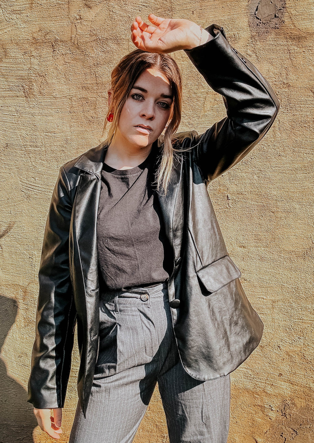 Cora Black Leather Blazer