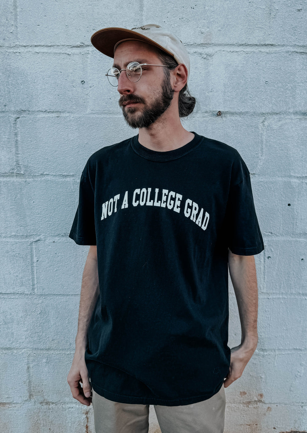 Not A College Grad Graphic T-Shirt - Black