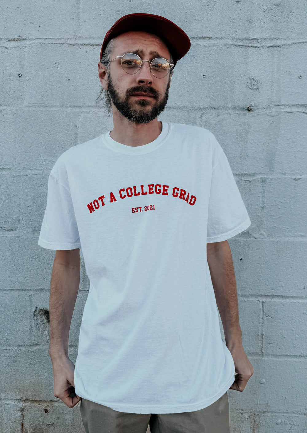 Not A College Grad Graphic T-Shirt - White